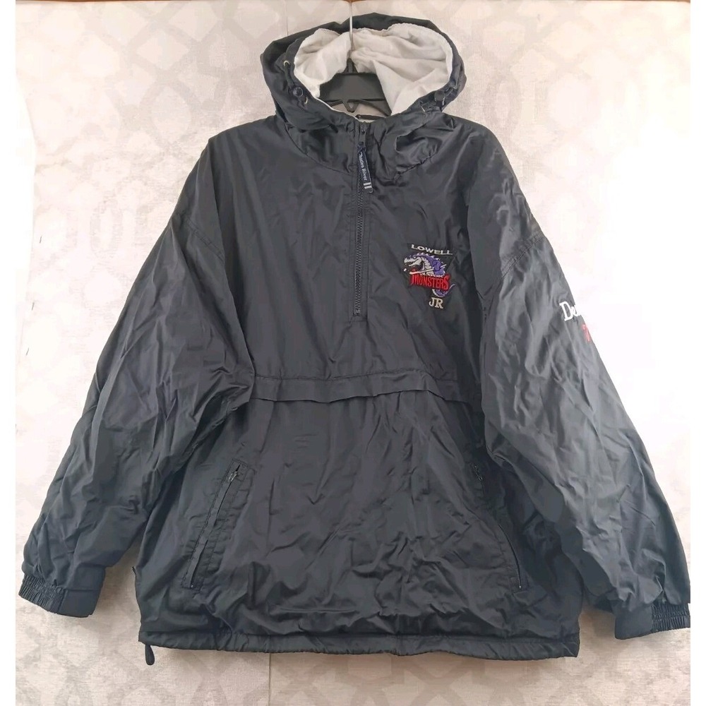 Lowell Lock Monsters Jacket AHL Hockey Minor League Mens S Black 1/4 Zip Vintage